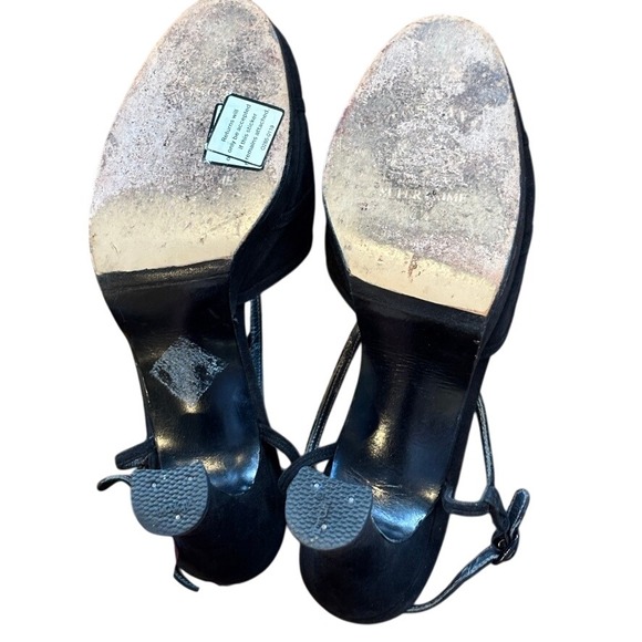 Stuart Weitzman Black Suede Strappy Peep Toe Heels Sandals Shoes‎ Women's  8B - Picture 5 of 6